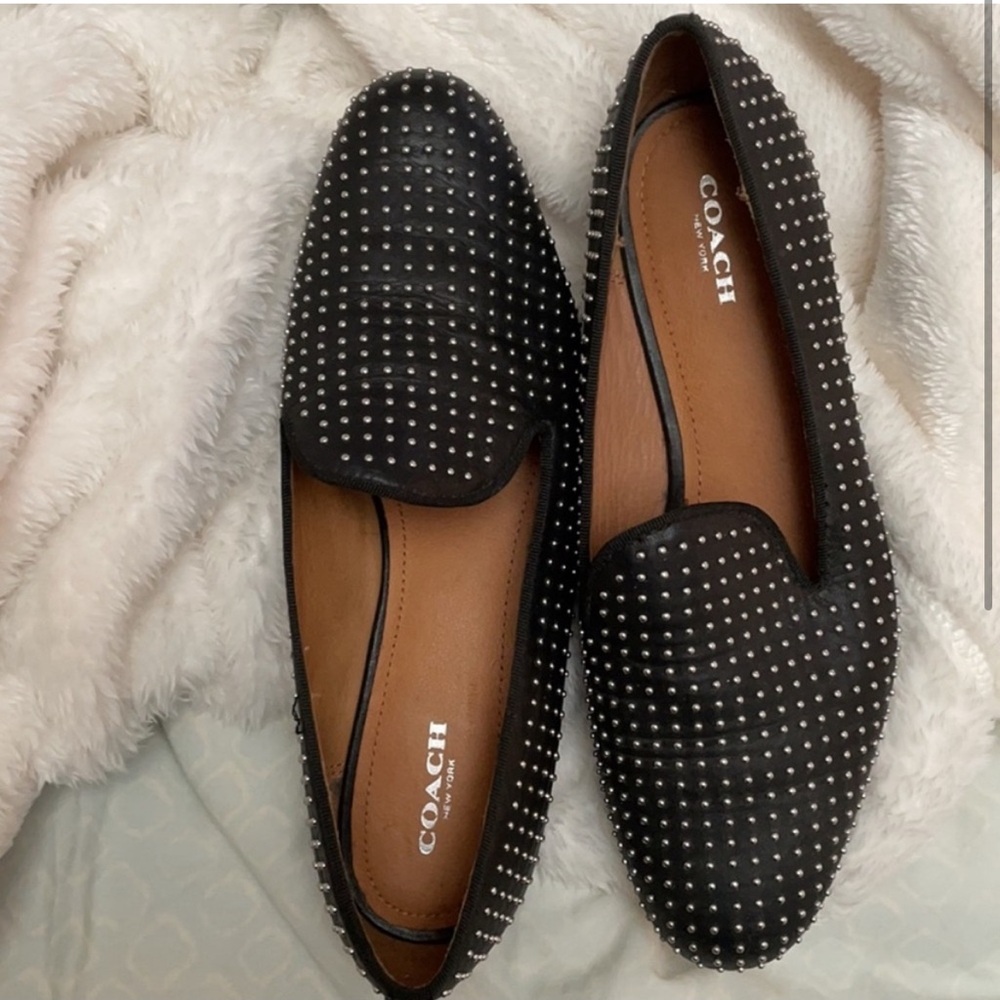 Coach Black Studded Loafers Flats